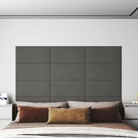 vidaXL Painel de parede 12 pcs 60x30 cm veludo 2,16 m² cinza-escuro