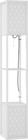 HOMCOM Candeeiro de Pé de Madeira com Estantes Lâmpada E27 Máx. 40W com Interruptor 26x26x156 cm Branco | Aosom Portugal