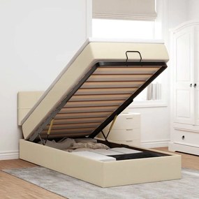 Cama otomana com colchão 90x200 cm tecido creme