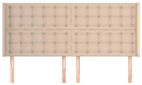Cabeceira cama c/ abas couro artif. 163x16x118/128cm cappuccino