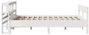 Cama sem colchão 140x200 cm madeira de pinho maciça branco