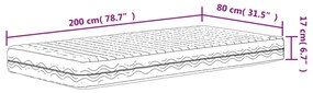 Colchão de espuma 80x200 cm dureza H2 H3 branco