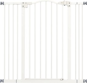 PawHut Barreira de Segurança para Cães Extensível 74-100 cm para Portas e Escadas, Fecho Automático, Bloqueio Duplo, Branco | Aosom Portugal