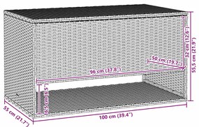 Caixa para almofadões de exterior 100x55x55,5 cm vime PE