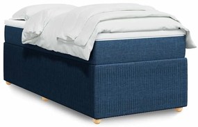 vidaXL Cama com molas/colchão 90x200 cm tecido azul