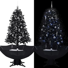 Árvore Natal c/ neve base formato guarda-chuva 170 cm PVC preto