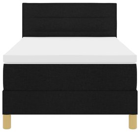 Cama Box Spring com Colchão Preta 100x200 cm Tecido