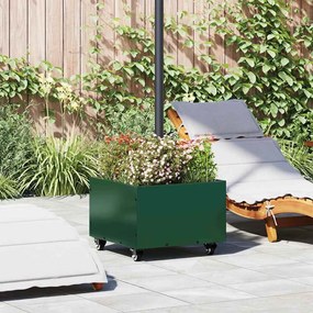 vidaXL Base de Parasol com Plantador Verde 45 x 45 x 45 cm Aço