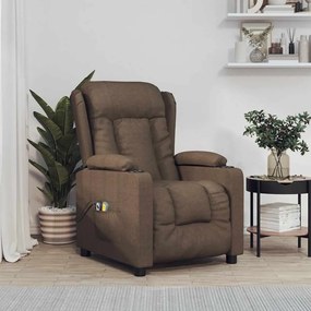 vidaXL Poltrona de massagens elétrica reclinável tecido castanho