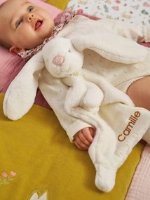 Doudou coelho com dois materiais personalizável. branco