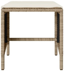 4 pcs conjunto de sofás para jardim c/ almofadões vime PE bege