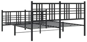 Estrutura de cama com cabeceira e pés 150x200 cm metal preto