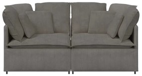 Sofá modular com almofadas tecido corduroy cinzento-claro