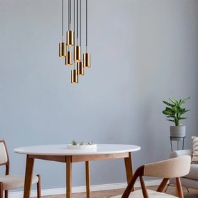 Candeeiro de Teto Kem – Dourado e Preto – Diâmetro 43 cm, Altura 120 c