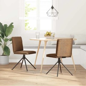 Cadeira de jantar Brown Faux Suede Leather