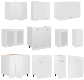 11 pcs conjunto armários de cozinha contraplacado branco