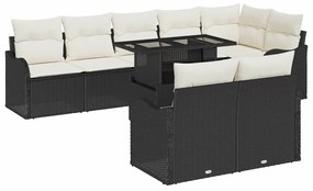 vidaXL Conjunto de Sofá para Jardim com 9 Peças e Almofadas - Rattan Preto