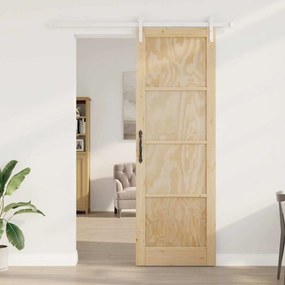 Porta Deslizante vidaXL com Conjunto de Ferragens 78x232 cm Madeira Só