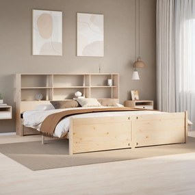 vidaXL Cama com estante sem colchão 180x200 cm pinho maciço