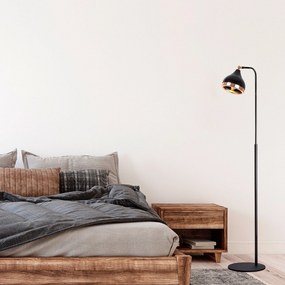 Candeeiro de Pé Yildo – Preto e Cobre – 40 x 28 cm, Altura 150 cm
