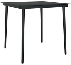 Conjunto de jantar jardim 5 peças almofadas vidro vime PE preto