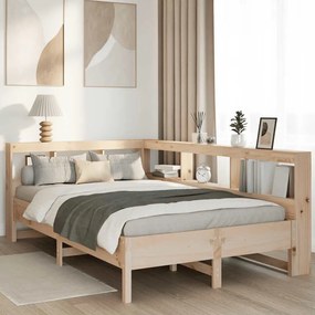 vidaXL Cama com estante sem colchão 140x200 cm pinho maciço