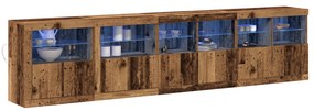 Aparador com Luzes LED Madeira Velha 283x37x67 cm Madeira de Engenhari
