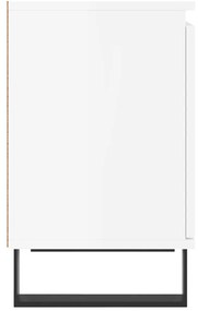 Mesas cabeceira 2pcs derivados de madeira branco brilhante