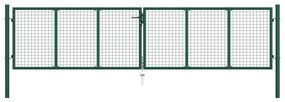 vidaXL Portão de jardim em tela de aço 400x75 cm verde