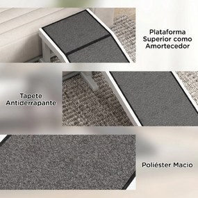 Rampa de Madeira para Animais com Tapete Antiderrapante para Cães Pequenos ou Séniores 125x40x35,5 cm Branco e Cinza