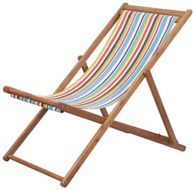 44002 vidaXL Cadeira de praia dobrável tecido estrutura madeira multicolor