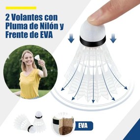 Rede de badminton 310 cm portátil ajustável em altura com postes, bolsa de transporte e 2 penas para interior e exterior azul.