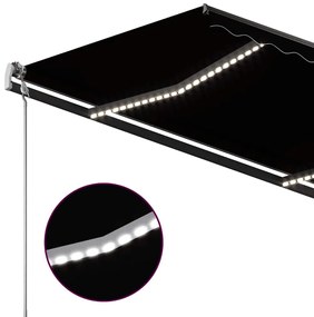 Toldo retrátil manual com LED 3x2,5 m antracite