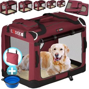 Tranportadora para cães dobrável XXL 90x61x65cm vermelho escuro