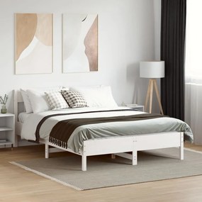 Cama sem colchão 140x190 cm madeira de pinho maciça branco