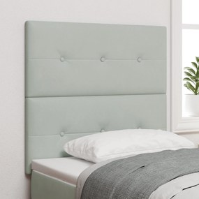 Cabeceira vidaXL Botões Estofada Cinza Claro 90 cm Veludo