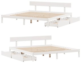 Cama sem colchão 200x200 cm madeira de pinho maciça branco