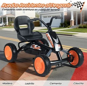 Kart a pedais para crianças com assento ajustável em 2 posições para crianças dos 3 aos 8 anos Capacidade de carga de 30 kg Preto