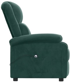 Poltrona reclinável elétrica veludo verde-escuro