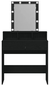 Mesa de Maquiagem com Espelho e Luzes LED Carvalho Preto Madeira Engen