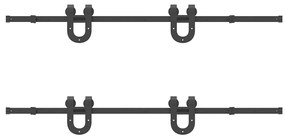 Kit de ferragens para porta deslizante 366 cm aço preto