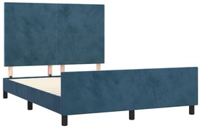 Estrutura de cama sem colchão 140x190 cm veludo azul-escuro