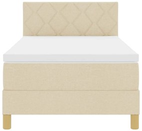 Cama Box com Colchão &amp; LED Creme 100x200 cm Tecido