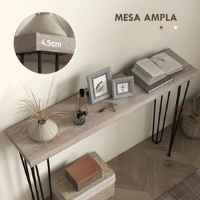 Mesa Consola Moderna Mesa de Entrada com Patas de Aço Anti-Tombo Móvel de Entrada 110x25x79,5 cm Madeira