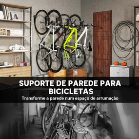 Conjunto de Suportes de Parede para Bicicletas com 4 Peças Gancho Dobrável 25,5x10,5x4 cm Preto
