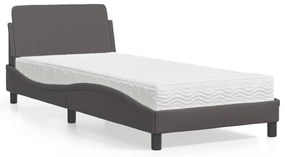 vidaXL Cama com colchão 80x200 cm couro artificial cinzento