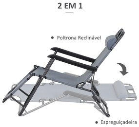 Outsunny Espreguiçadeira Reclinável com Almofada para a Cabeça Espregu