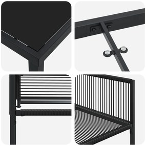 Conjunto de Jantar de Jardim de 9 Peças Vime PE Preto