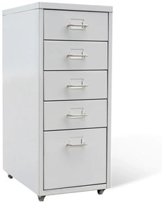 vidaXL Arquivador com 5 gavetas 68,5 cm aço cinzento