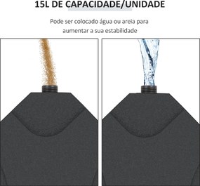 Base para Chapéu de Sol de 4 Peças Suporte para Chapéu de Sol para Jardim Pátio Exterior 50x50x7,5cm Preto